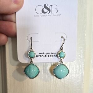 Christopher & Banks Silver and Aqua Earrings